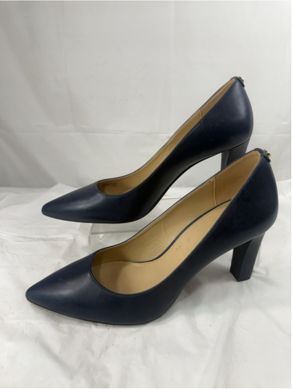 Michael Kors Alina Flex Navy Leather Pointed Toe Pumps Heels Women’s Size 10M - Picture 9 of 16
